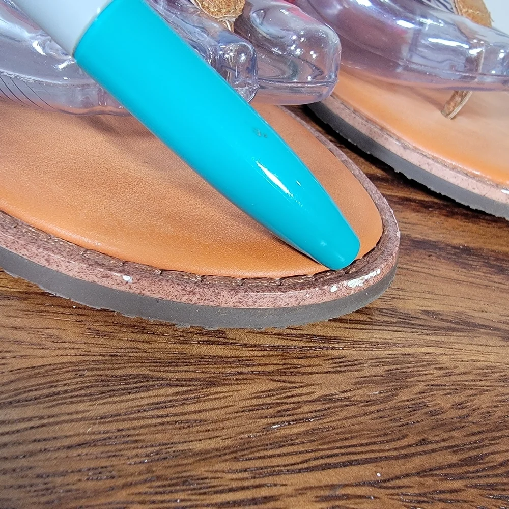 Yellow Box Pink Sandals Size 8 Fabric Thong Flats - Picture 15 of 16